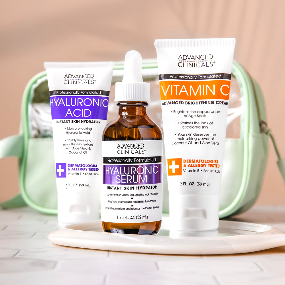 Advanced Clinicals, Подарочный набор iHerb, косметичка для 3 шагов к увлажнению, 4 предмета