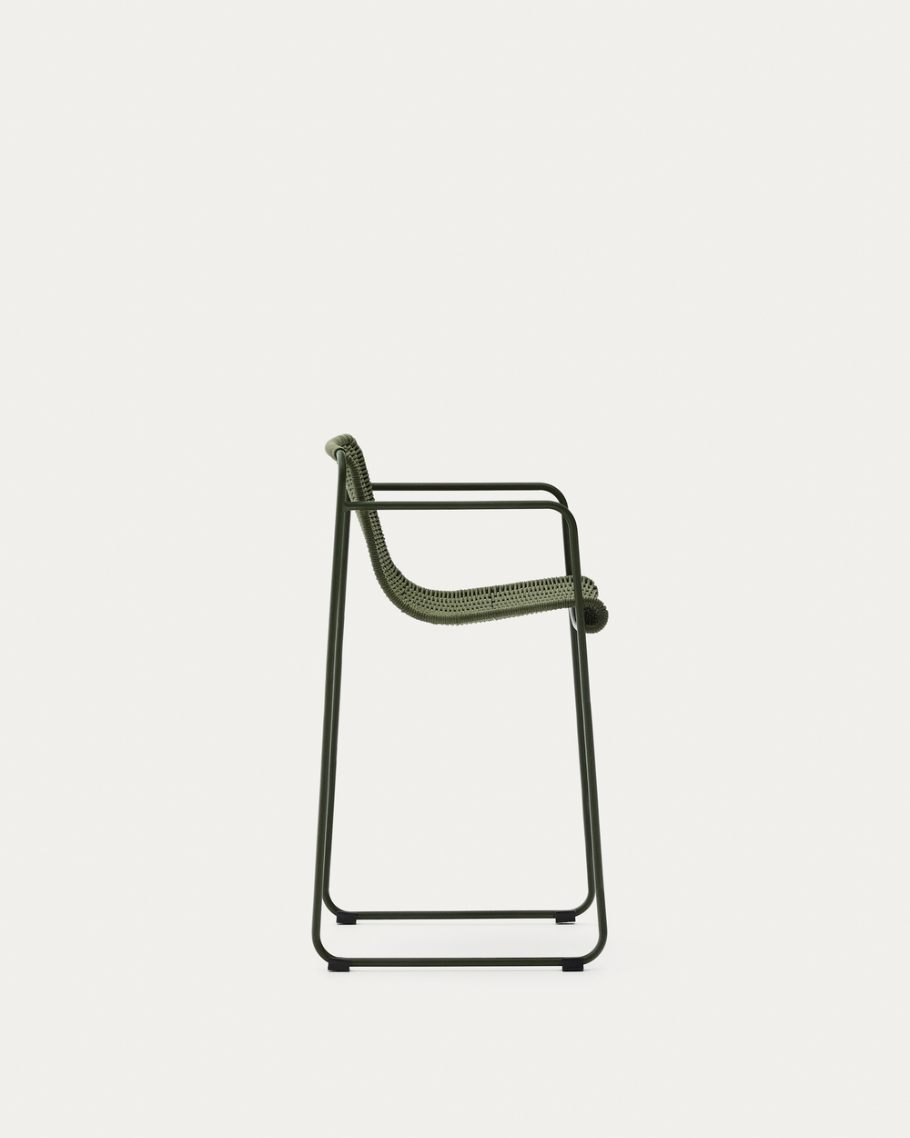 Полубарный стул Maurina из зелёной оцинкованной стали и зелёного шнура 64,5 см