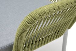 "Лион" стул плетеный из роупа, каркас из стали светло-серый (RAL7035) муар, роуп салатовый меланж круглый, ткань светло-серая