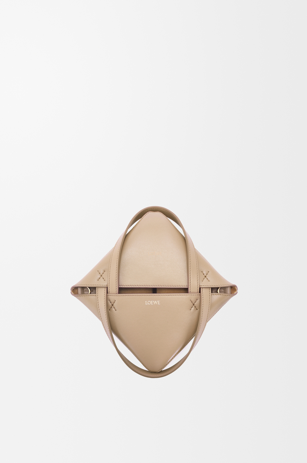 Loewe Мини-сумка Puzzle Fold из блестящей телячьей кожи, песочный