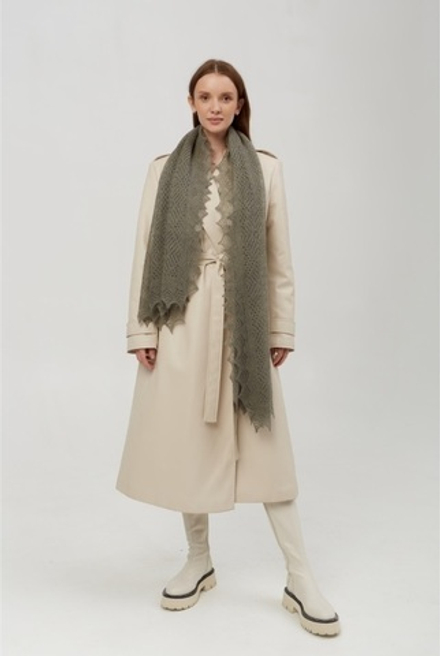 Оренбургский пуховый палантин с шелком АШ16070-03 серый