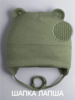 Шапка детская с ушками на завязках на осень