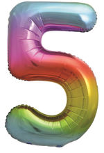 Шар (34''/86 см) Цифра, 5, Яркая радуга, Градиент
