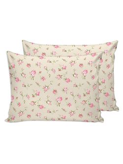 Постельное белье Сказка "Розовые бутоны на бежевом" евро Наволочка 50х70 см 2 шт Простынь 240х215 см Пододеяльник 200х215 см, перкаль