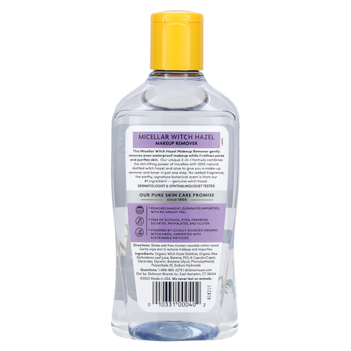 Dickinson Brands, Original Witch Hazel, мицеллярное средство для снятия макияжа с гамамелиса, без спирта и отдушек, 473 мл (16 жидк. унц.)