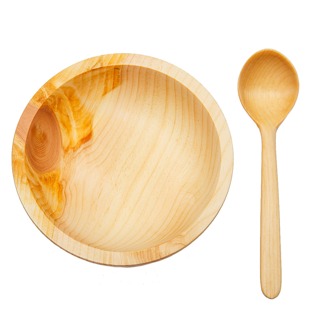 Деревянный набор-пара Art of Siberia из древесины кедра тарелка и ложка TN23