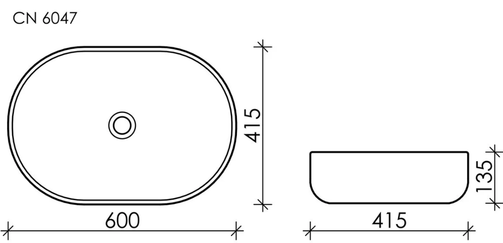 Умывальник чаша накладная овальная (цвет Капучино Матовый) Element 600x415x135мм