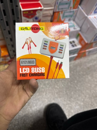 Зарядное устройство для адаптера питания постоянного тока с зажимом для аккумулятора 12V с 10 портами USB 6101/8600