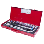 KING TONY (4518MR) Набор торцевых головок с принадлежностями 1/2", 6-гранные, 10-27 мм, 17 предметов