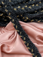 Тесьма плетеная черная с вплетением золотистой цепи