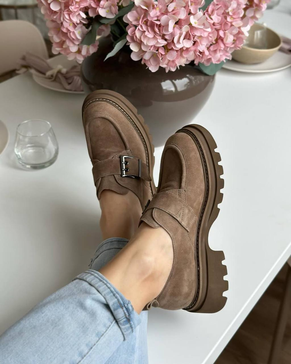 Лоферы из натуральной замши