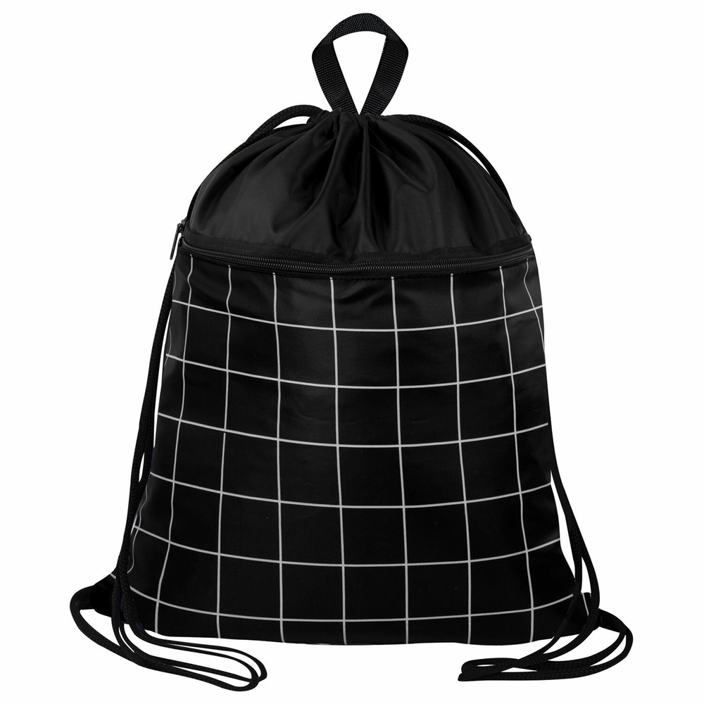 Мешок для обуви BRAUBERG большой с ручкой карман на молнии сетка 49х41 см "Checkered" (2 штуки в упаковке)