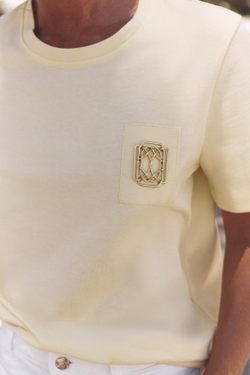 ZARA МАЙКА С БРОШЬЮ, ЖЕЛТЫЙ