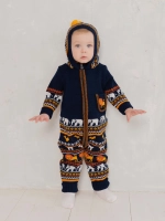 Вязаный комбинезон для новорожденных и малышей на молнии