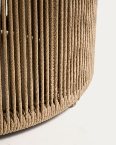 Уличный столик Orosei из спеченного камня, алюминия цвета экрю и бежевой веревки, 90 см