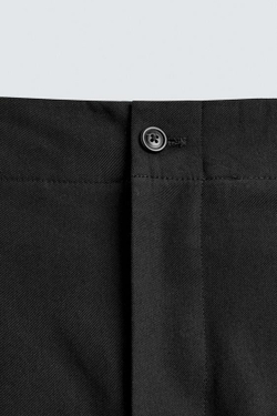 ZARA БРЮКИ СО СКЛАДКАМИ ИЗ ХЛОПКА И ВИСКОЗЫ, ЧЕРНЫЙ