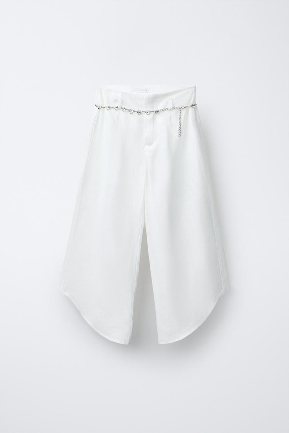 ZARA ЛЬНЯНЫЕ БРЮКИ, БЕЛЫЙ