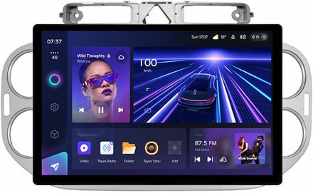 Магнитола для Volkswagen Tiguan 1 2007-2011, Golf Plus (аварийка треугольная, рамка серебро 9) - Teyes CC3-2K монитор 13", QLED+2K, Android 10, ТОП процессор, 4G SIM-слот, CarPlay