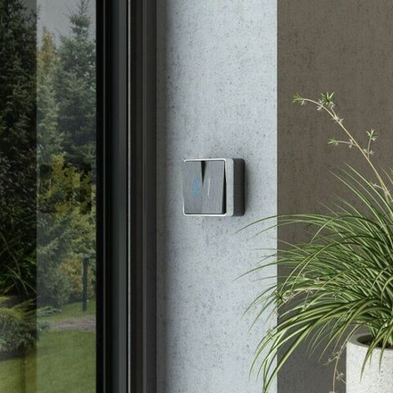 Выключатель двухклавишный с подсветкой Gallant (графит рифленый)