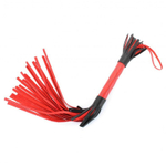 Красно-черная кожаная плётка - 45 см. (Цвет: красный с черным)