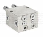 VSG4-KR - Питатель для двухлинейных систем смазки с рабочим давлением 400 бар, количество выходов 4, максимальная доза 2,3 мл/цикл, с регулятором и индикатором