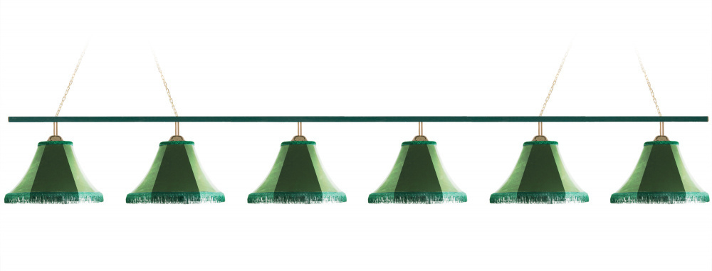 Лампа Классика 6 пл. металл (бархат зеленый,бахрома желтая,фурнитура золото)