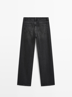 Massimo Dutti Джинсы со средней посадкой и широкими штанинами, черный