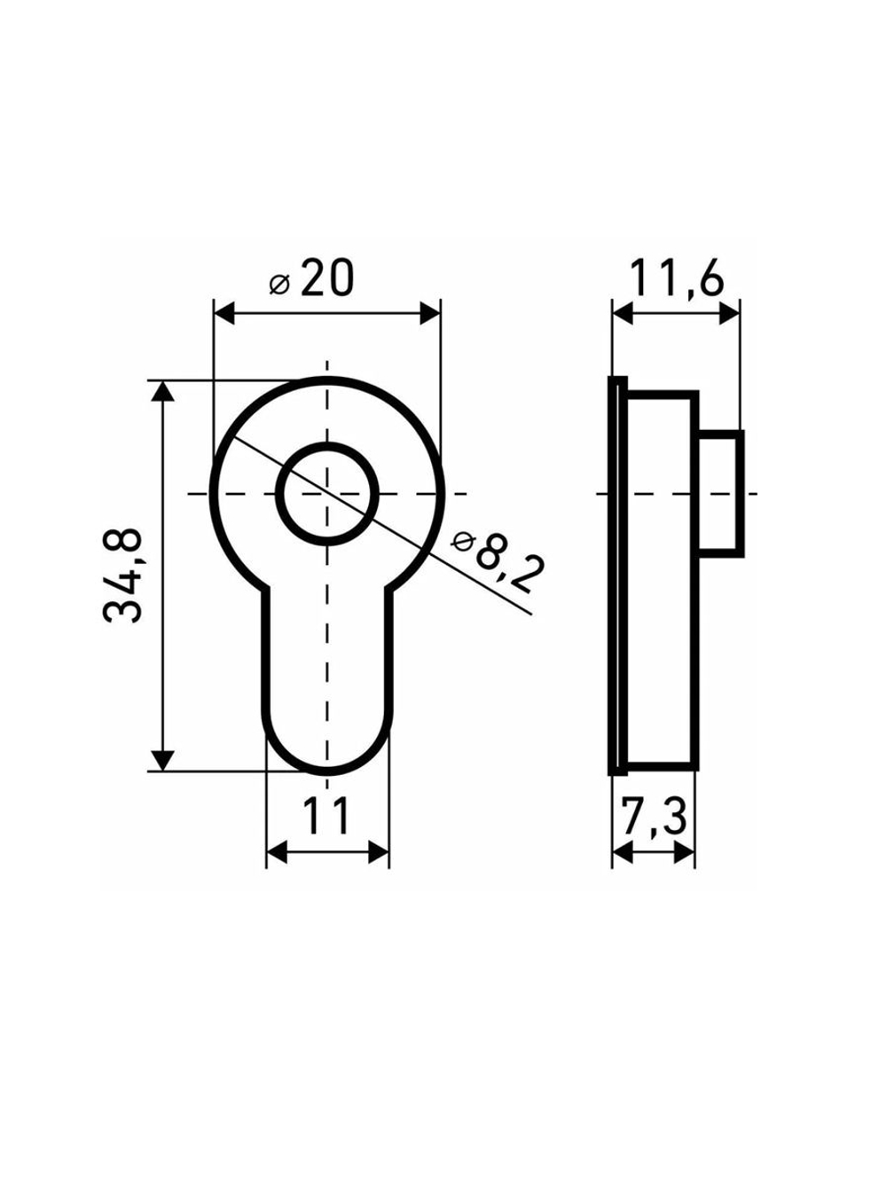 Вставка в накладку, переходник цилиндр-шток, матовый никель