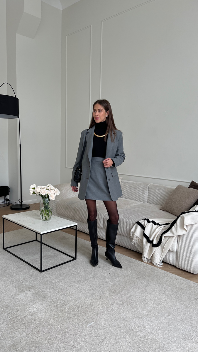 Юбка из вискозы мини темно-серая