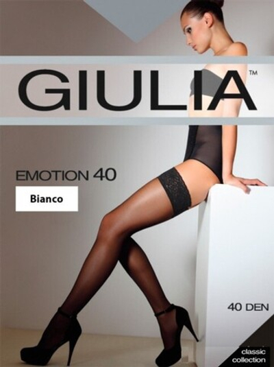 Чулки с самоподдерживающимся кружевом Emotion 40 bianco , 40 den , 1/2 XSS (Цвет: белый)