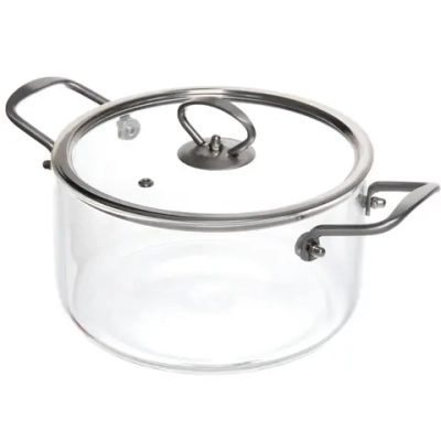 Кастрюля из боросиликатного стекла 2,5л «Хай-Тек» с металлическими ручками