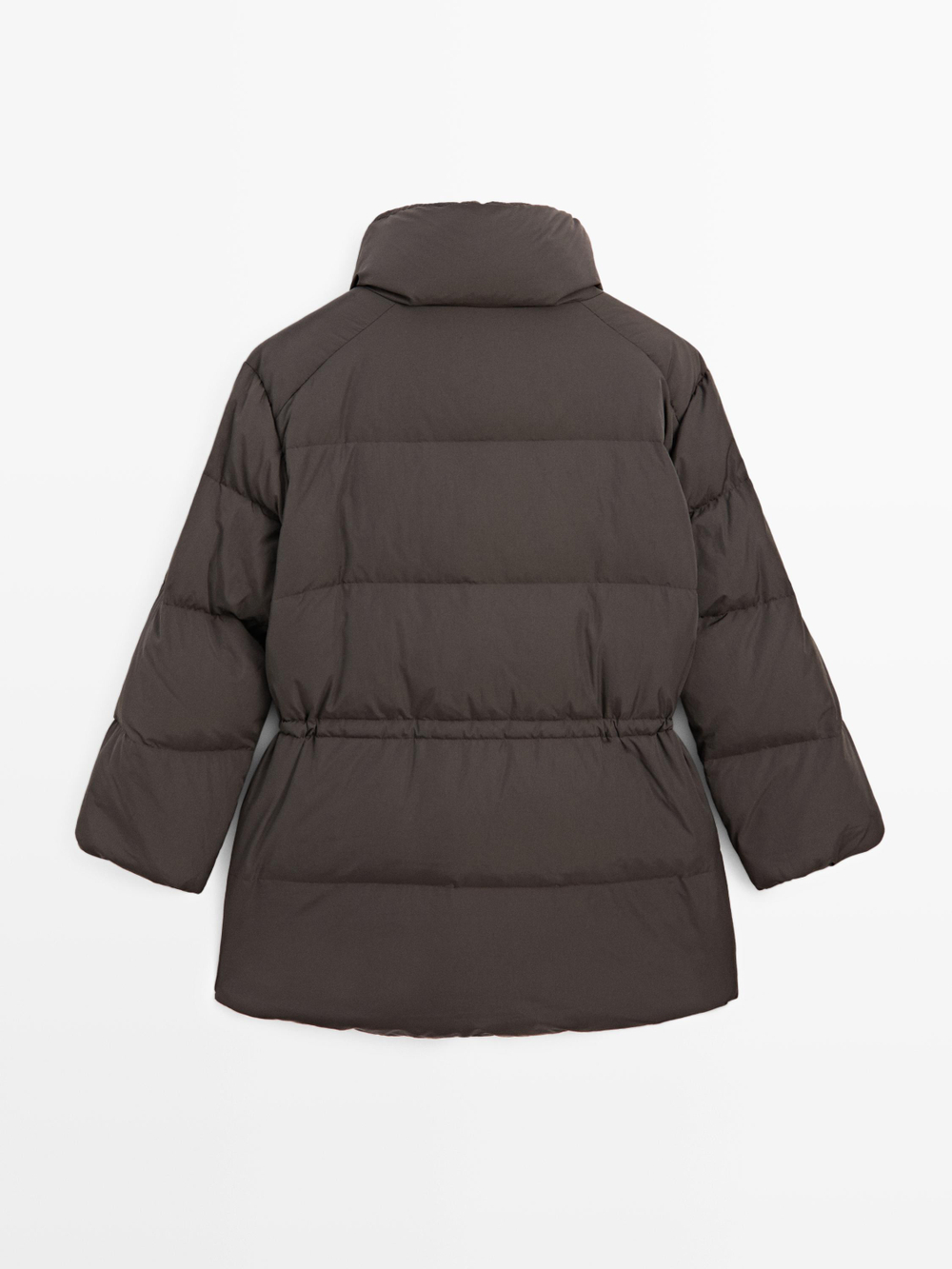 Massimo Dutti Пуховик с эластичным поясом и водоотталкивающей пропиткой, кротово-коричневый