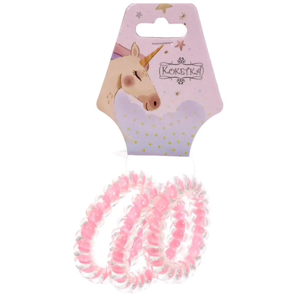 Резинки для волос силиконовые 3шт «ЛИНАЛИ», цвет нежно-розовый, d-5,5см (Подвес Единорог)
