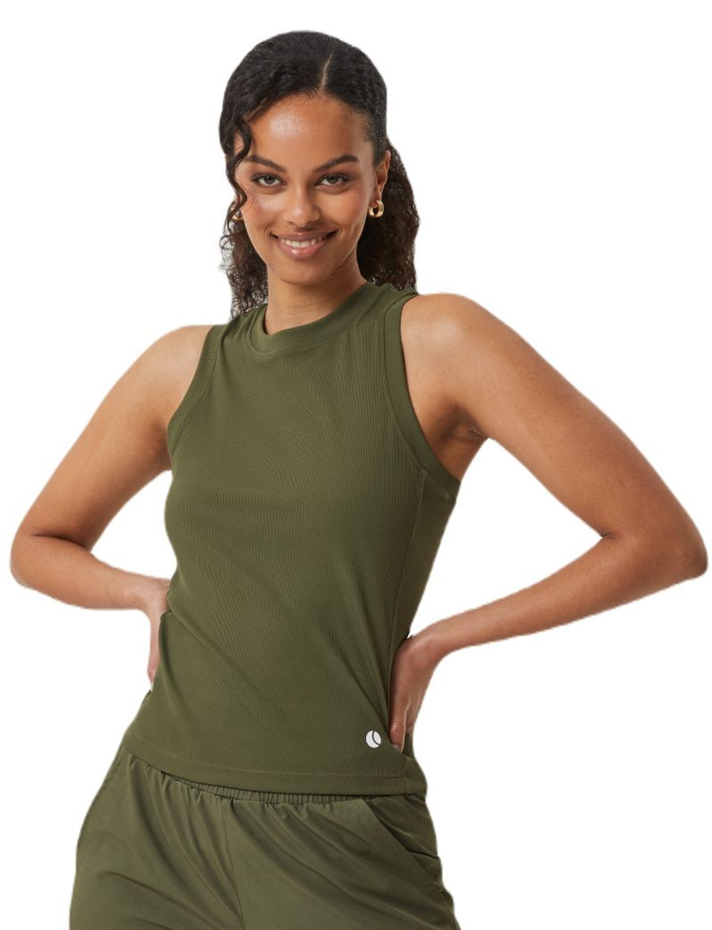 Женский топ теннисный Björn Borg Ace Rib Tank Pocket - olive night