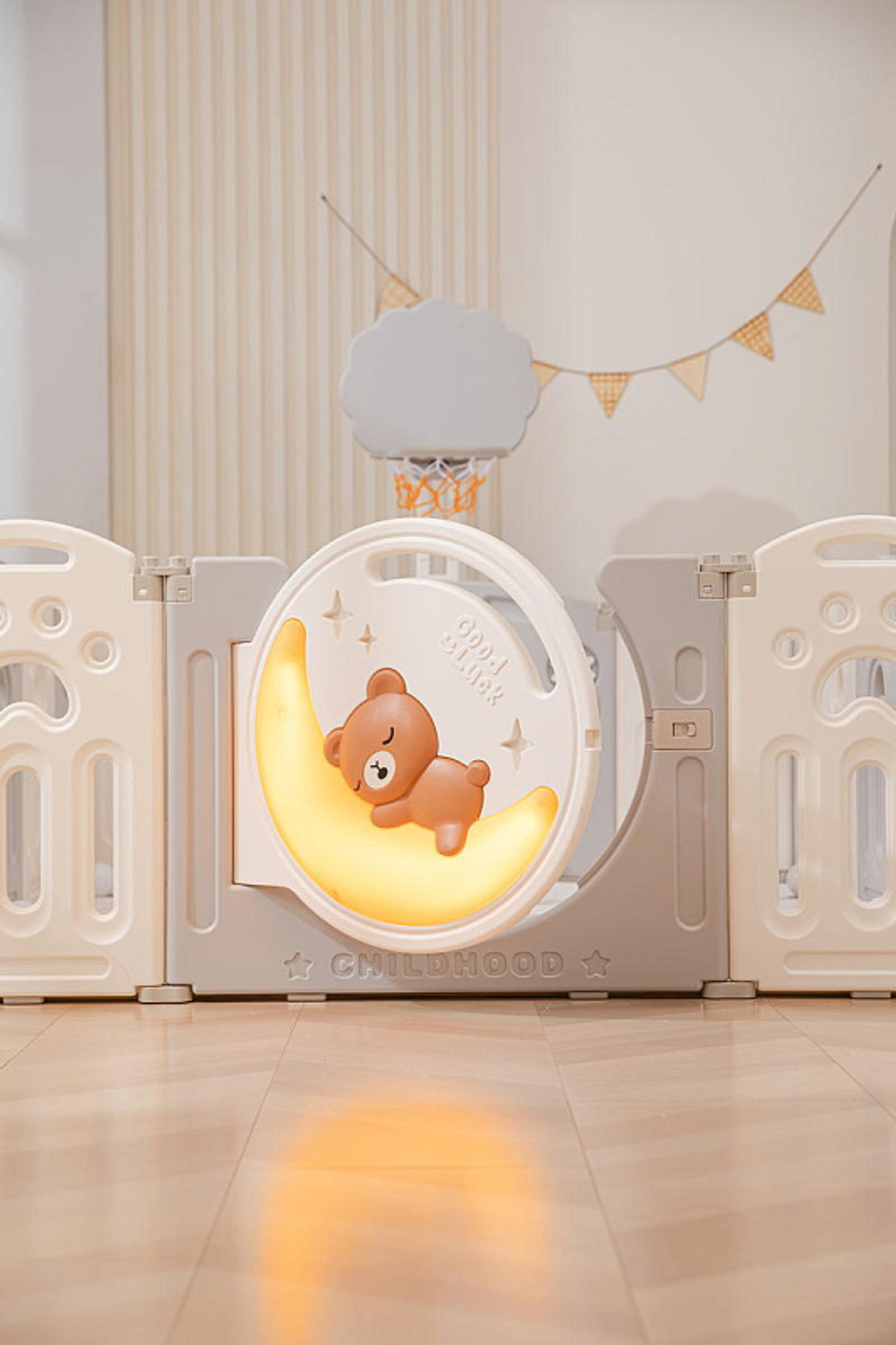 Манеж UNIX Kids DeLuxe Grey,180 x 200 см с игровыми аксессуарами