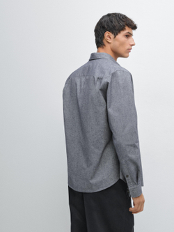 Massimo Dutti Меланжевая куртка-рубашка с карманом, линялый синий