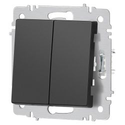 Переключатель Intro Accent 6-107-05 двойной, 10А-250В, IP20, СУ, AL/CU, антрацит | Intro