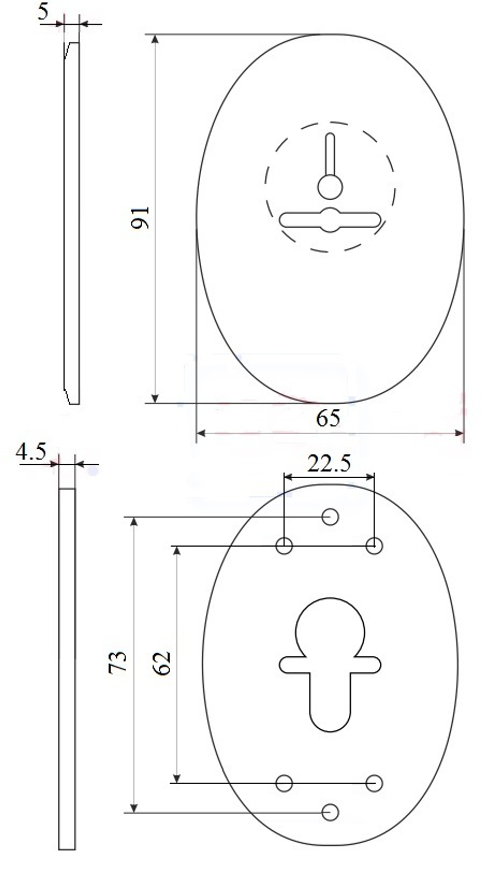 Декоративная накладка ESC 476 (90х65) СP ХРОМ на сувальдный замок с шторкой