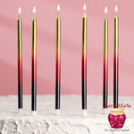 Свечи в торт "РОЙС. Градиент" черный, бордовый, золотой, 13 см, 6 шт.