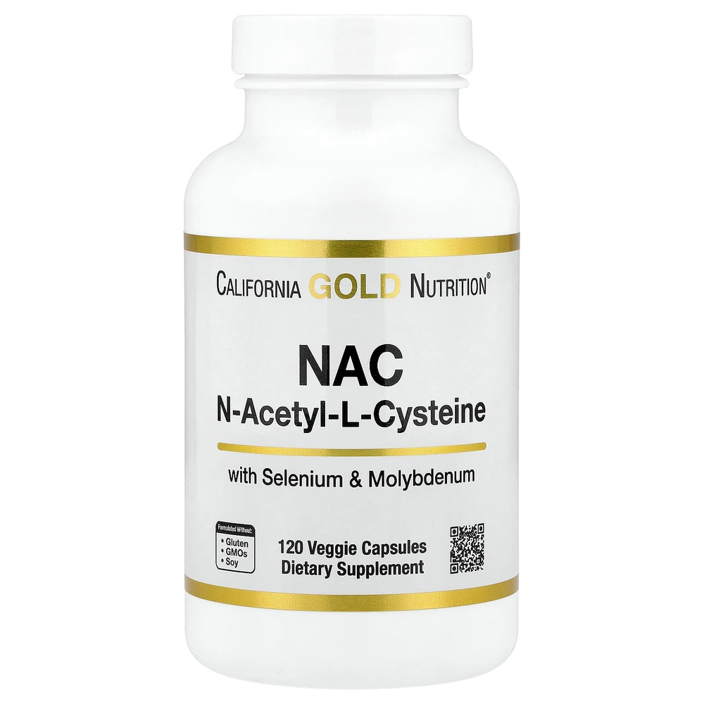 California Gold Nutrition, N-ацетил-L-цистеин с молибденом и селеном, 120 растительных капсул