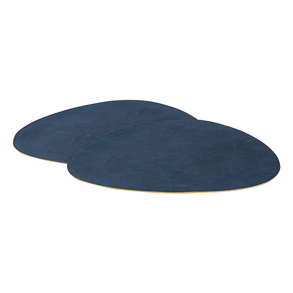 Набор из 4-х двухсторонних сервировочных салфеток drop, 33х41 см, синий/коричневый