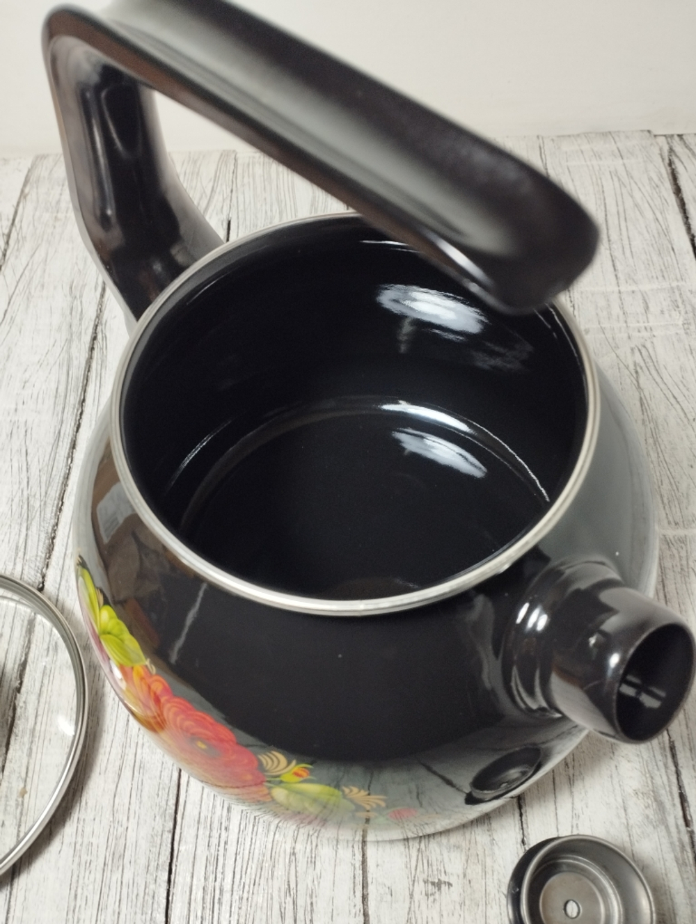 Чайник 3л сфер со свист Жостово черн(4шт)4с209/я