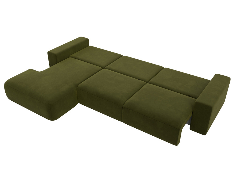 Диван угловой Лига-036 НПБ Классик Лонг левый угол МИКРОВЕЛЬВЕТ Зеленый