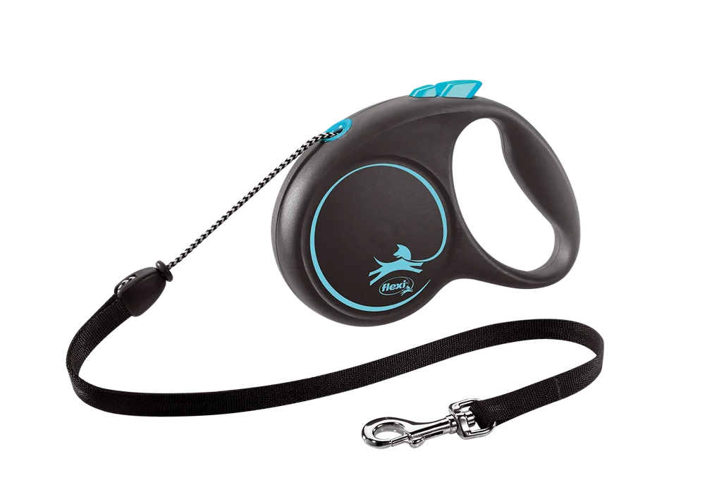 Поводок-рулетка Flexi Black Design cord M 5m 20 kg blue