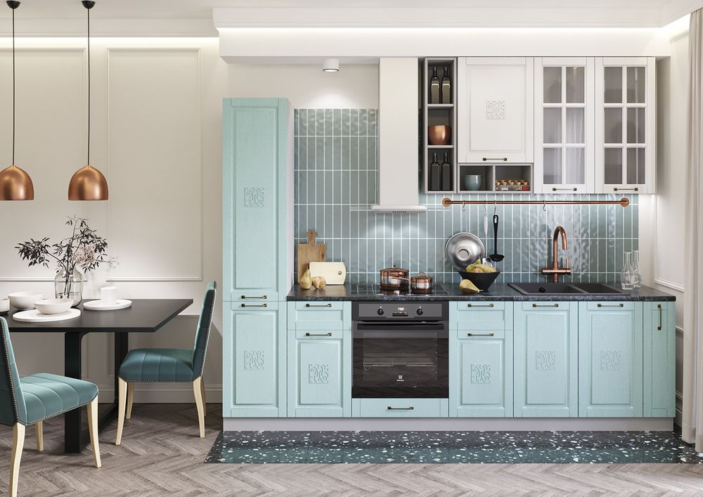 Модульный кухонный гарнитур «Опера» 2800 (Ваниль/Киви)