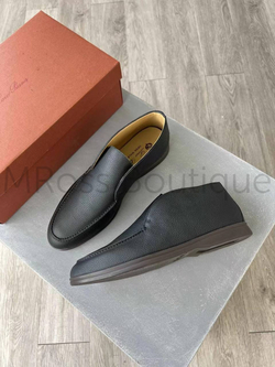 Кожаные ботинки лоферы Loro Piana Open Walk на коричневой подошве Опен Волк премиум класса