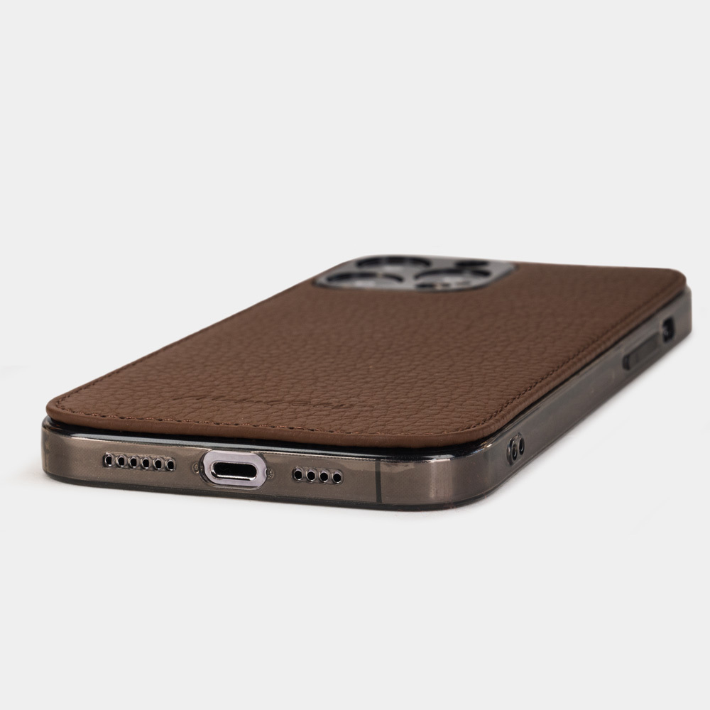 Чехол для iPhone 15 Pro Louis из кожи теленка, цвета шоколад