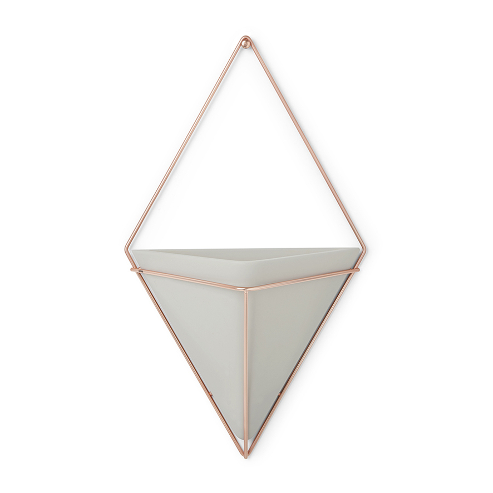 Кашпо для цветов настенное trigg, 22х39 см, бетон/медь