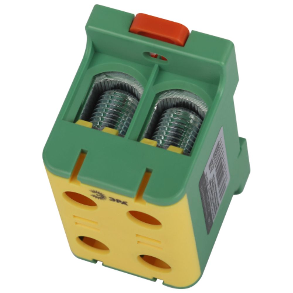 Клемма силовая вводная КСВ ЭРА NO-224-142 двойная (KE67.3) 16-95 мм2 желтая/зеленая PE | Клеммы силовые вводные КСВ, КВМ