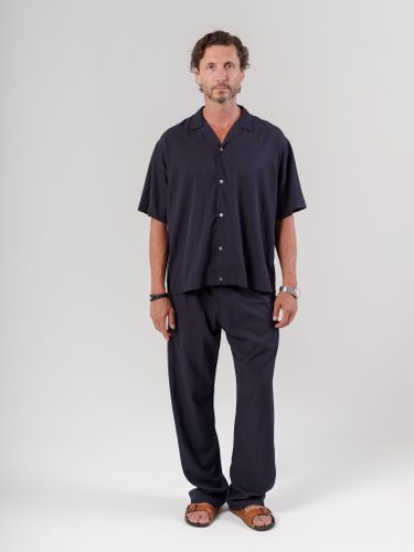 Синий хлопковый костюм Heathen с шортами и брюками